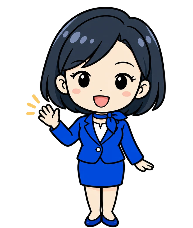 女性スタッフ・青いスーツのキャラクター