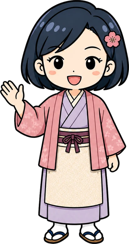 町屋女性店員・薄紅の着物のキャラクター